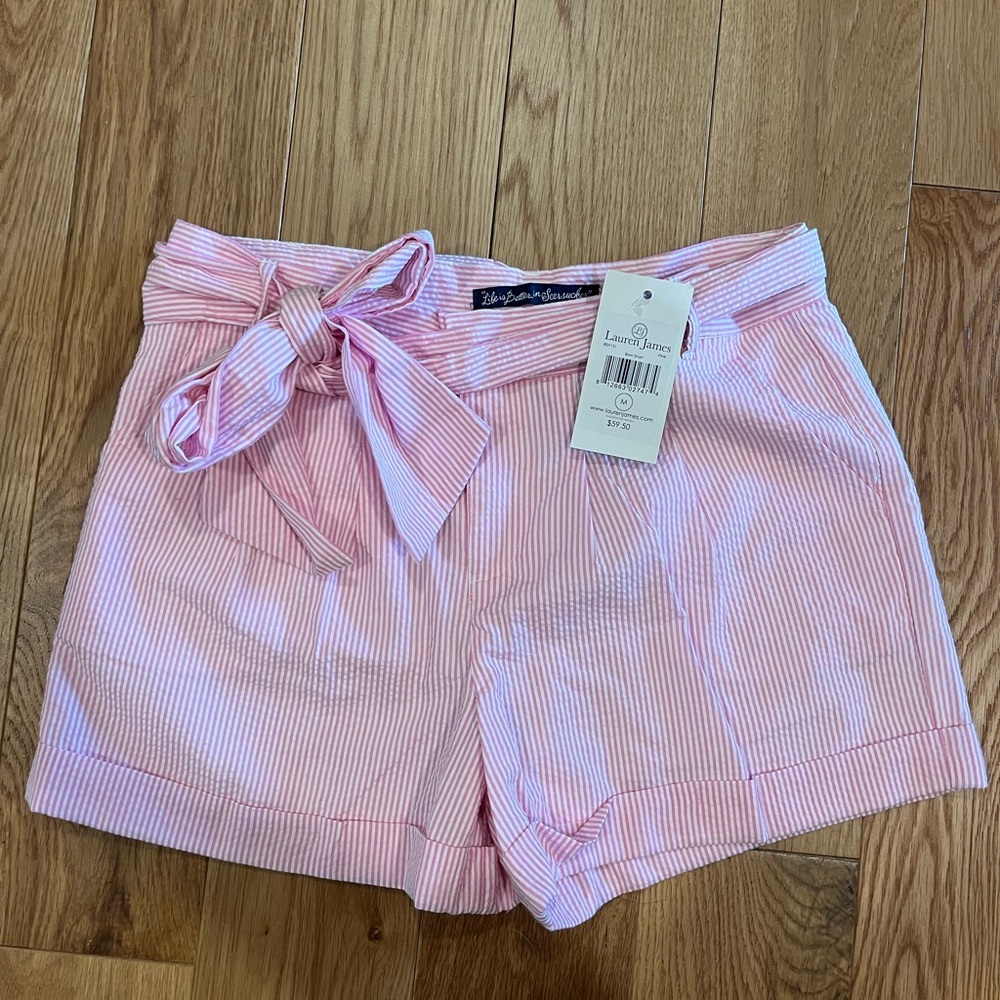 Lauren James pink seersucker shorts and matching headband